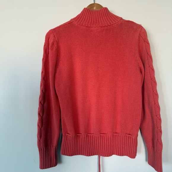 Vintage VTG Style & Co Coral Cable Knit Tie Waist Button Up Cardigan Sweater - Picture 11 of 15